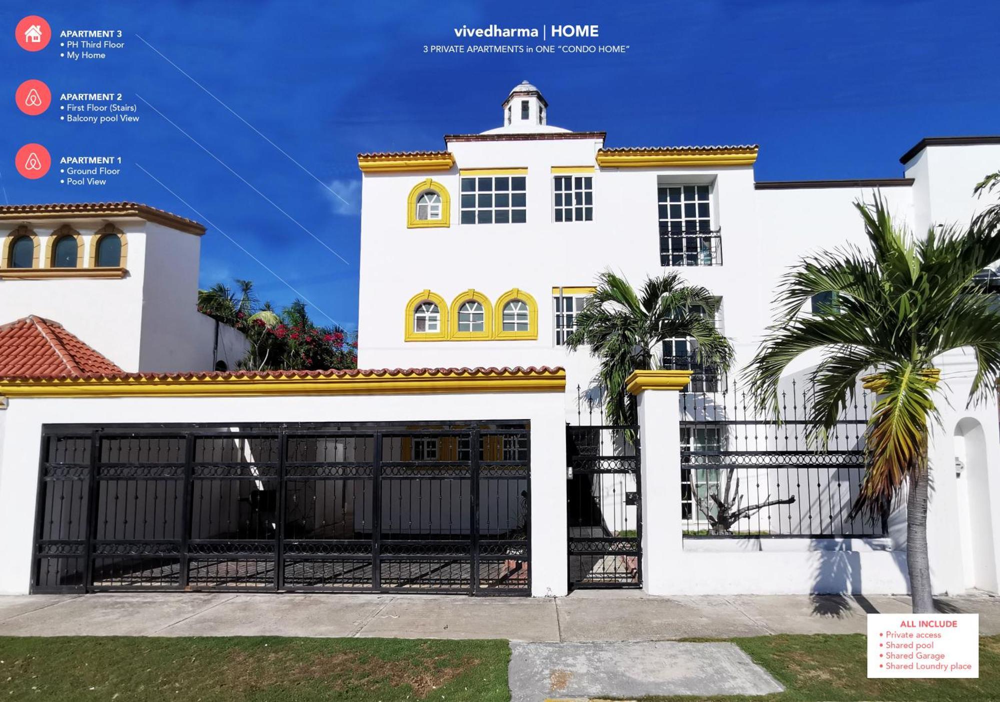 COZY NEAR BEACH APARTMENT - King + Queen + Pool Cancún Kamer foto